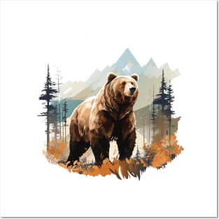 Watercolor Grizzly Bear Posters and Art